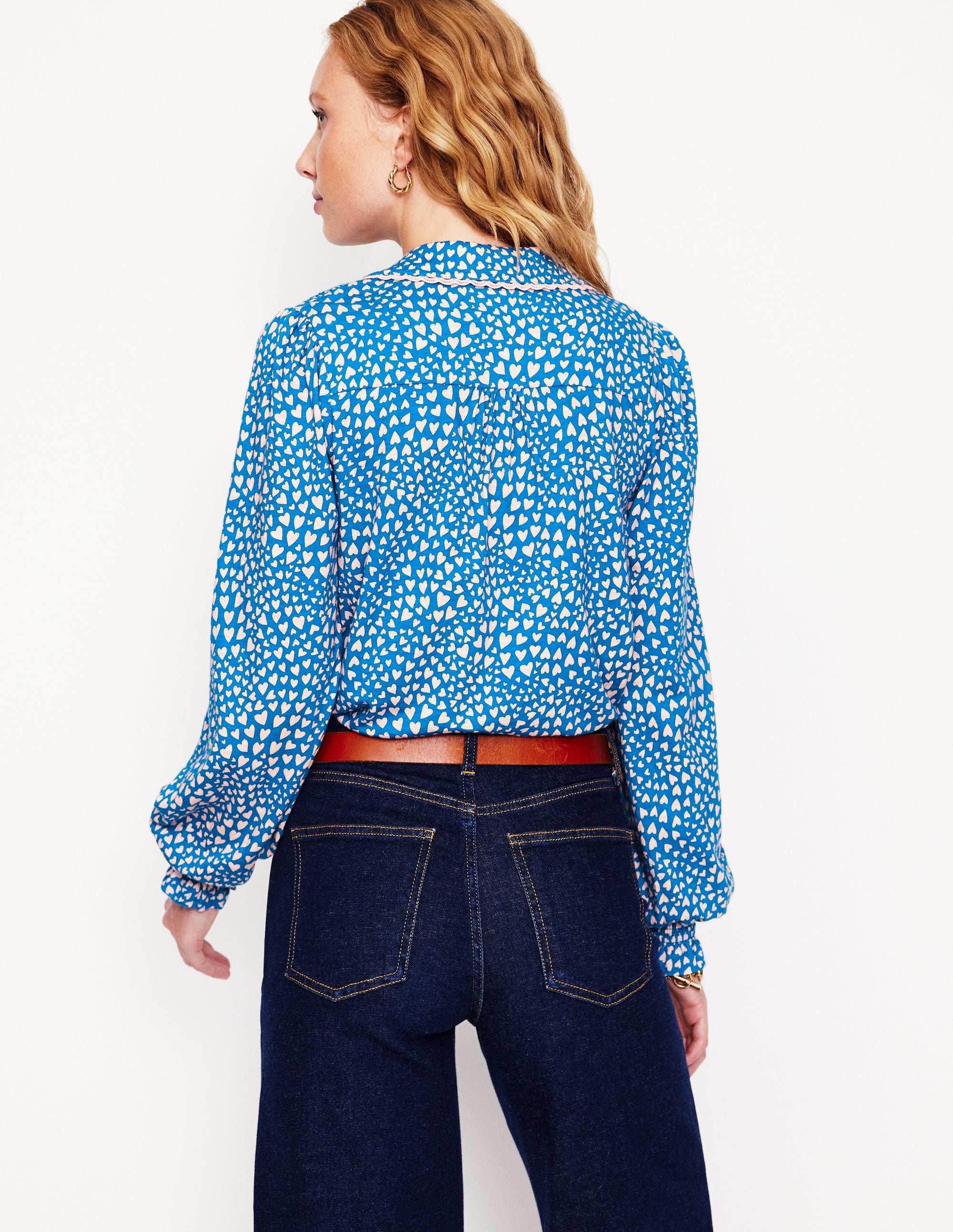 Smocked Jersey Shirt-Gallery Blue, Heart Cluster - Image 4