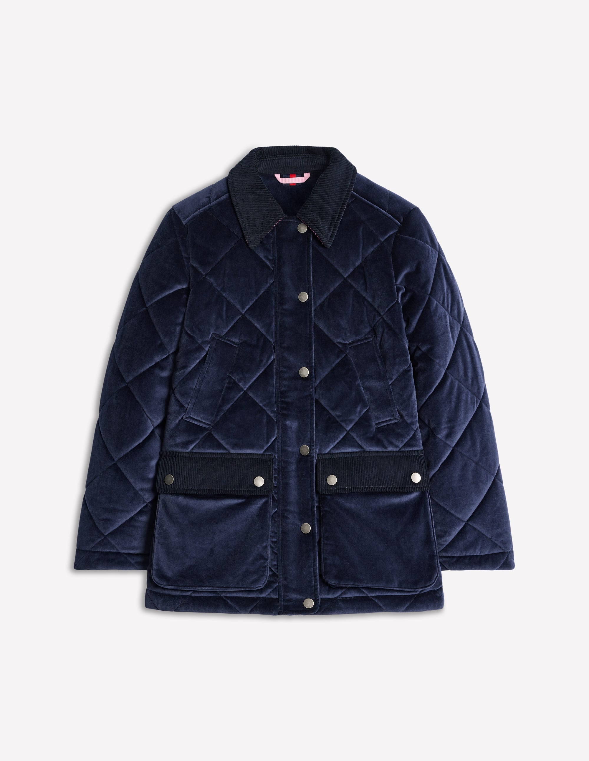 Quilted Velvet Jacket-Navy - Image 6