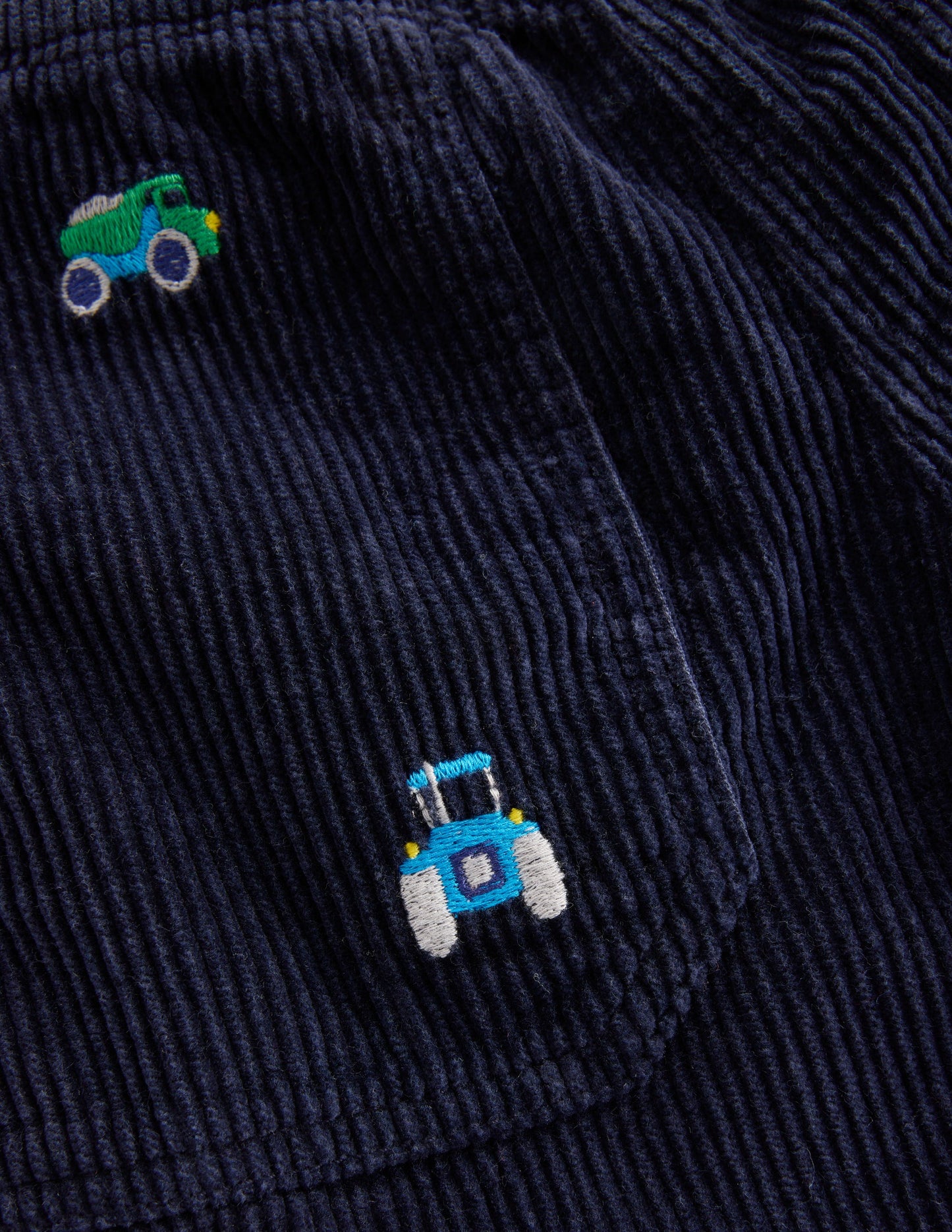 Pull-on Cord Trousers-Construction Embroidery