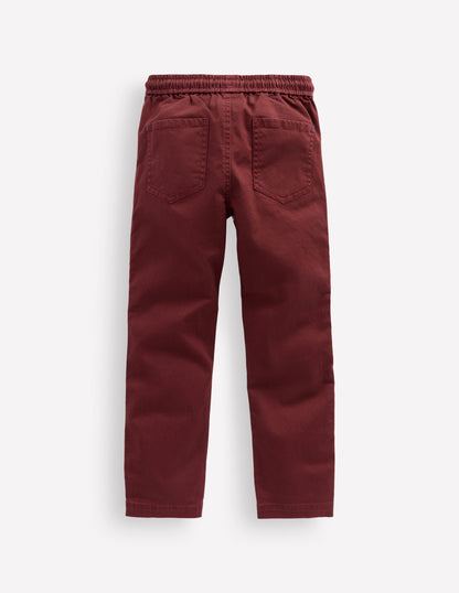 Slim Pull-On Trousers-Chestnut-2