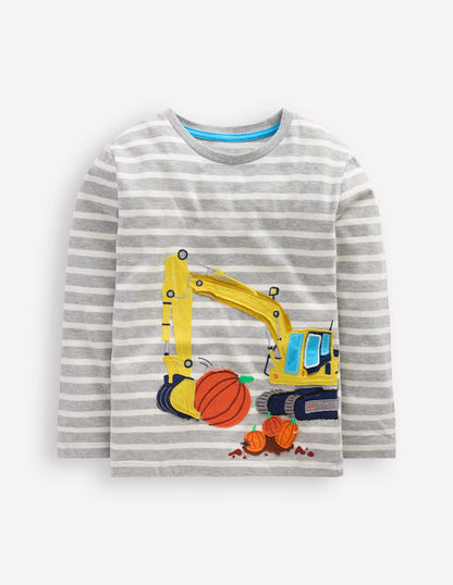 Lift-The-Flap T-shirt-Grey Marl and Ivory Digger-1