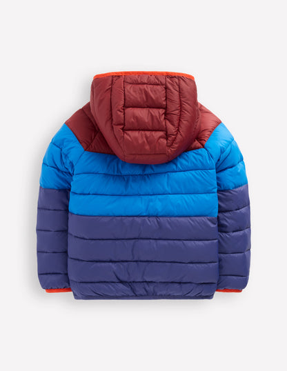 Pack-away Padded Jacket-Blue Colour Block-2