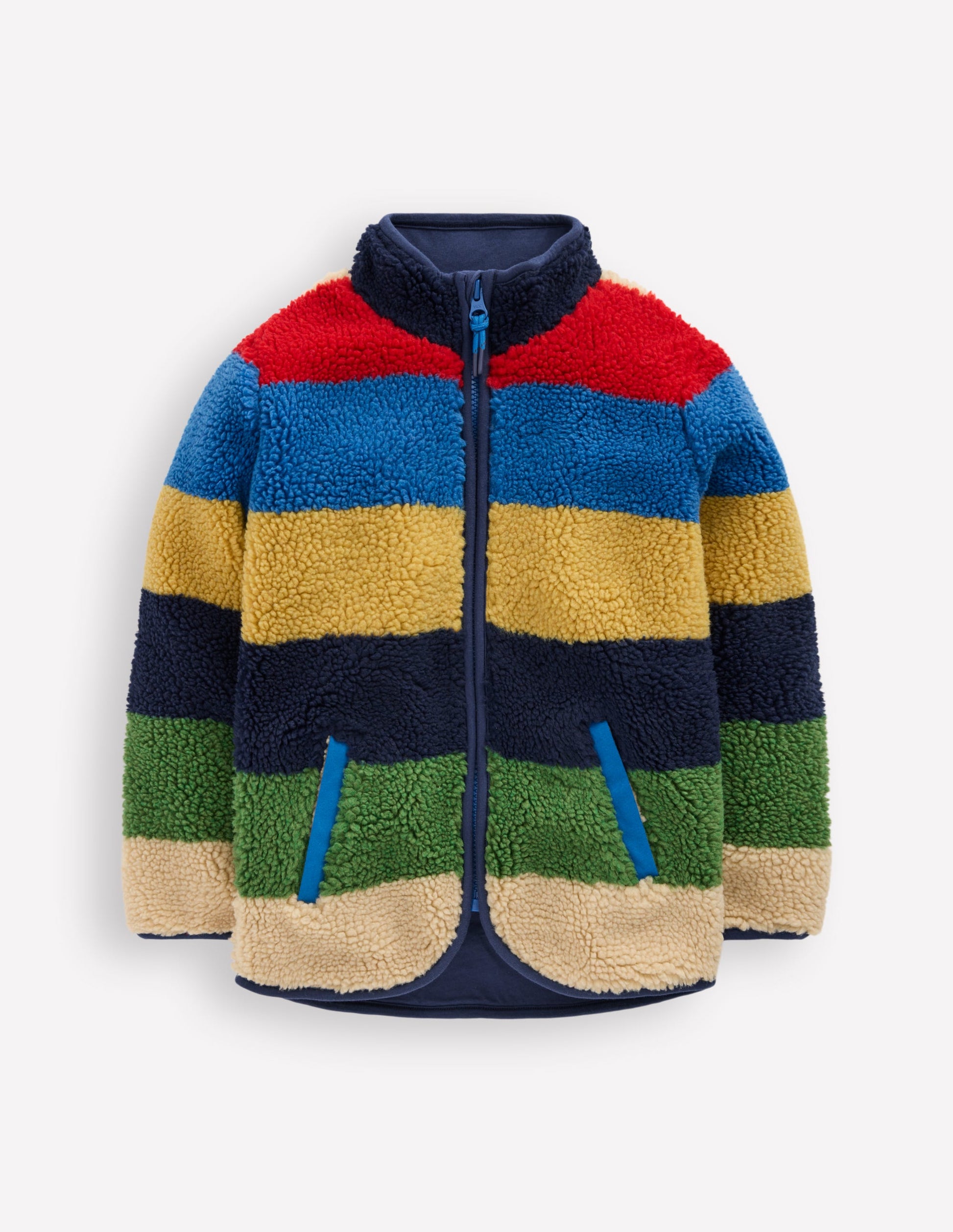 Cosy Borg Jacket-Multi Stripe-1