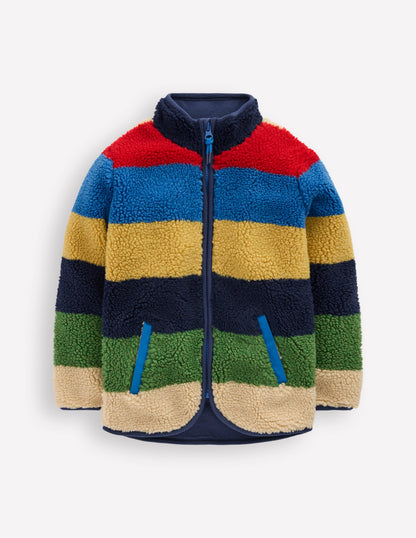 Cosy Borg Jacket-Multi Stripe-1