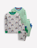 Snug Twin Pack Pyjamas-Pups and Stripe
