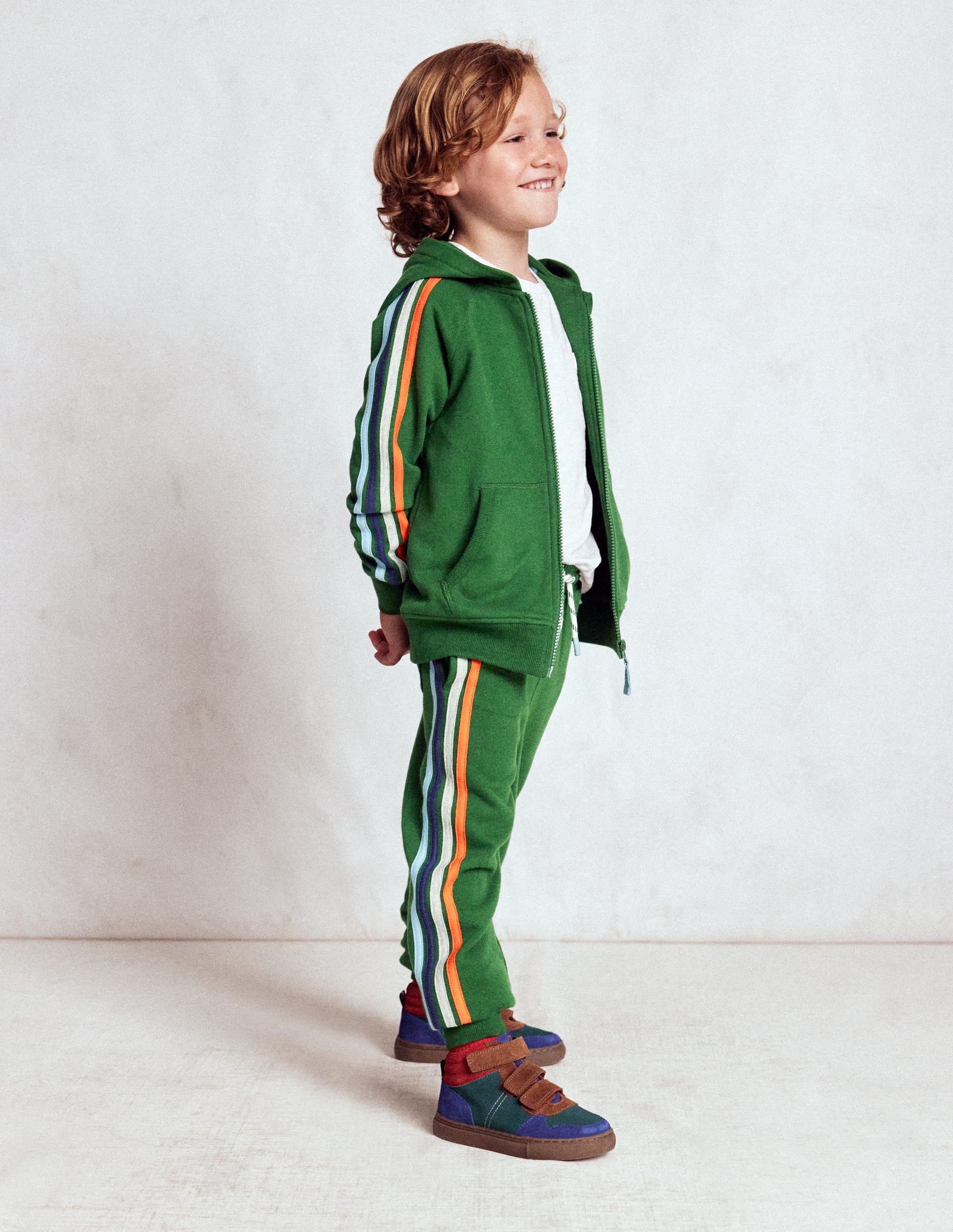 Rainbow Stripe Joggers-Pine Green - Image 1