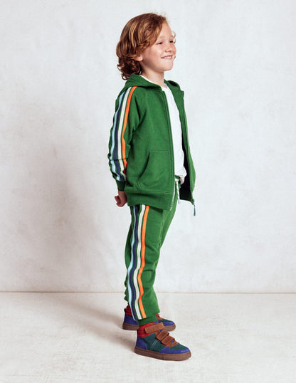 Rainbow Stripe Joggers-Pine Green-1