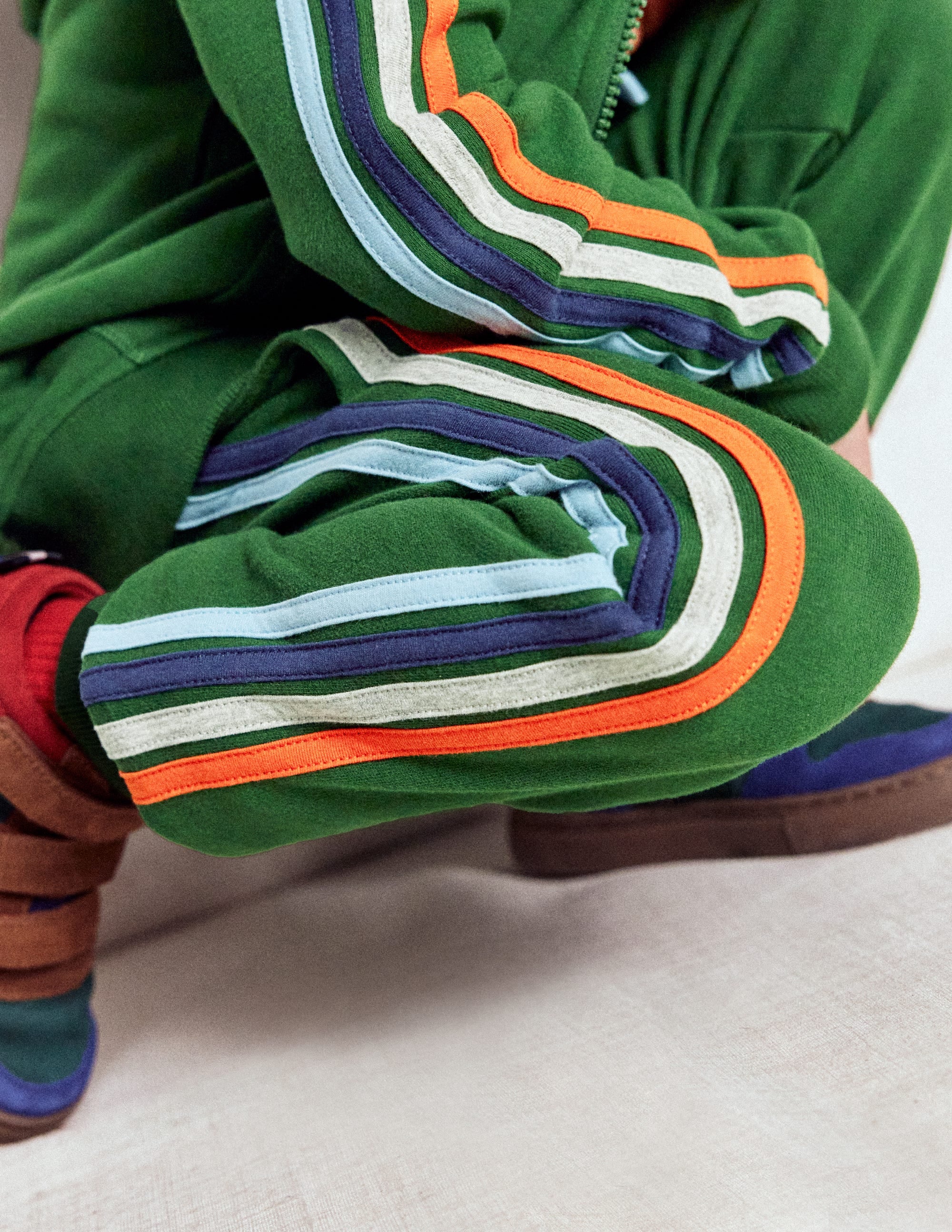 Rainbow Stripe Joggers-Pine Green - Image 2