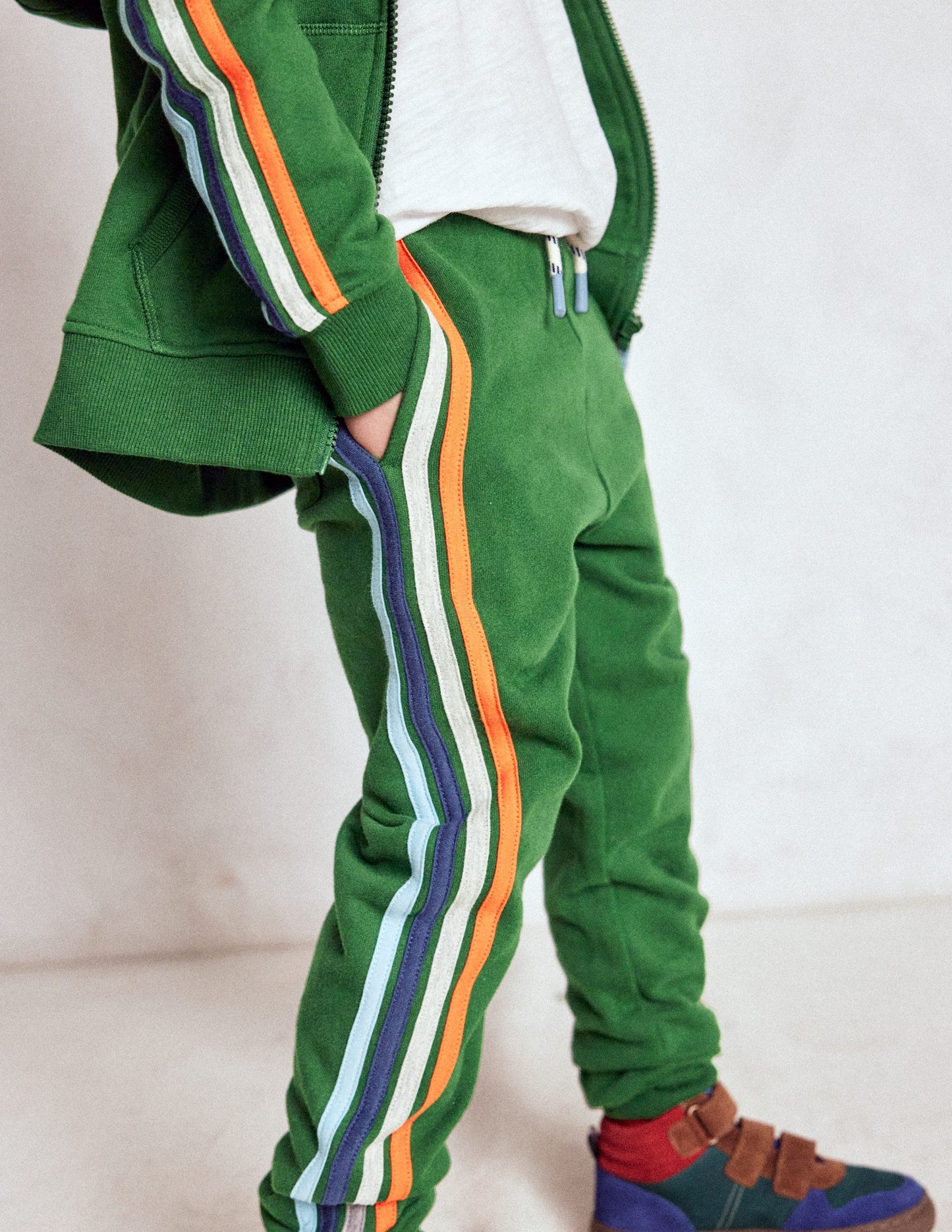Rainbow Stripe Joggers-Pine Green