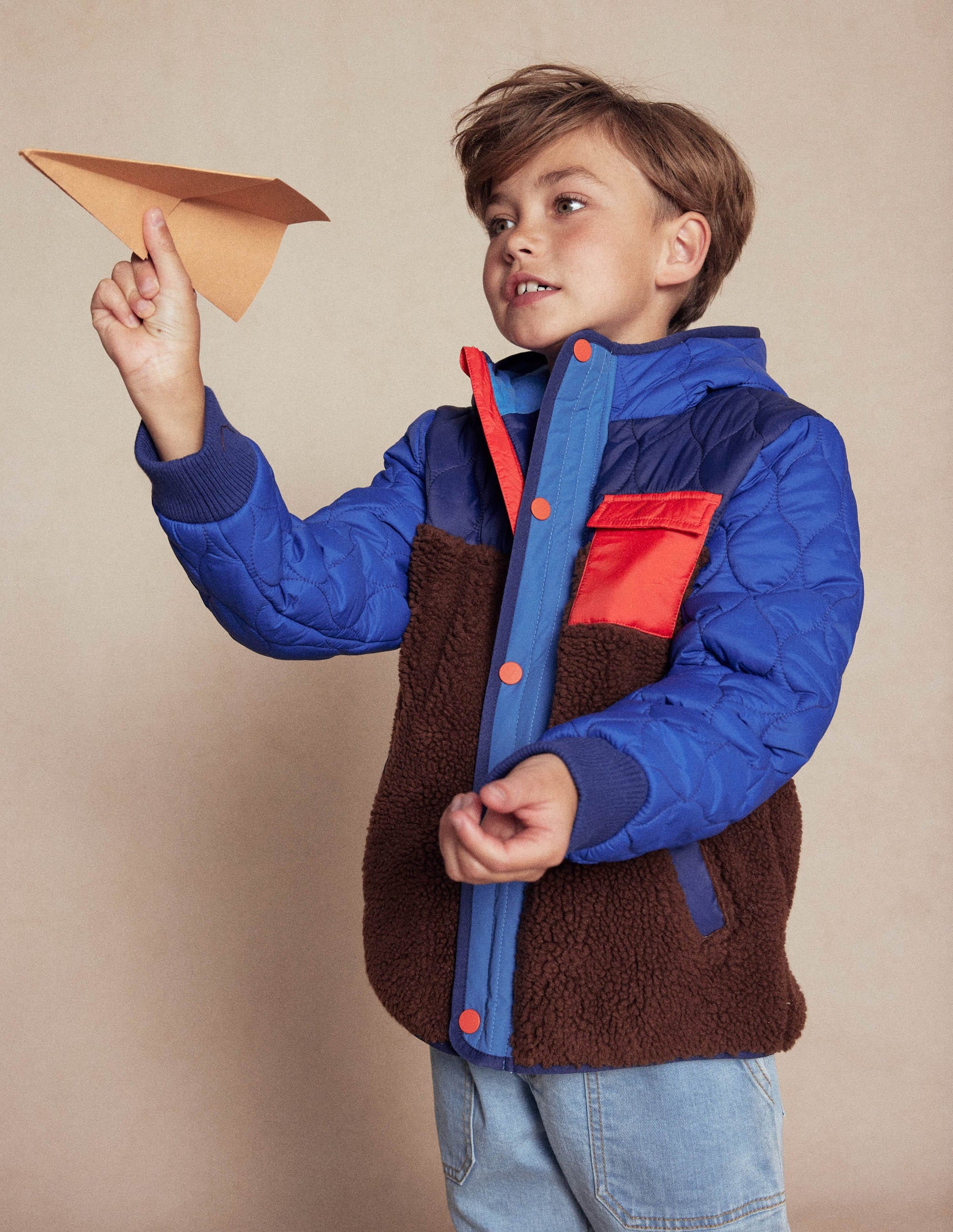 Quilted Borg Jacket-Dark Colourblock-6