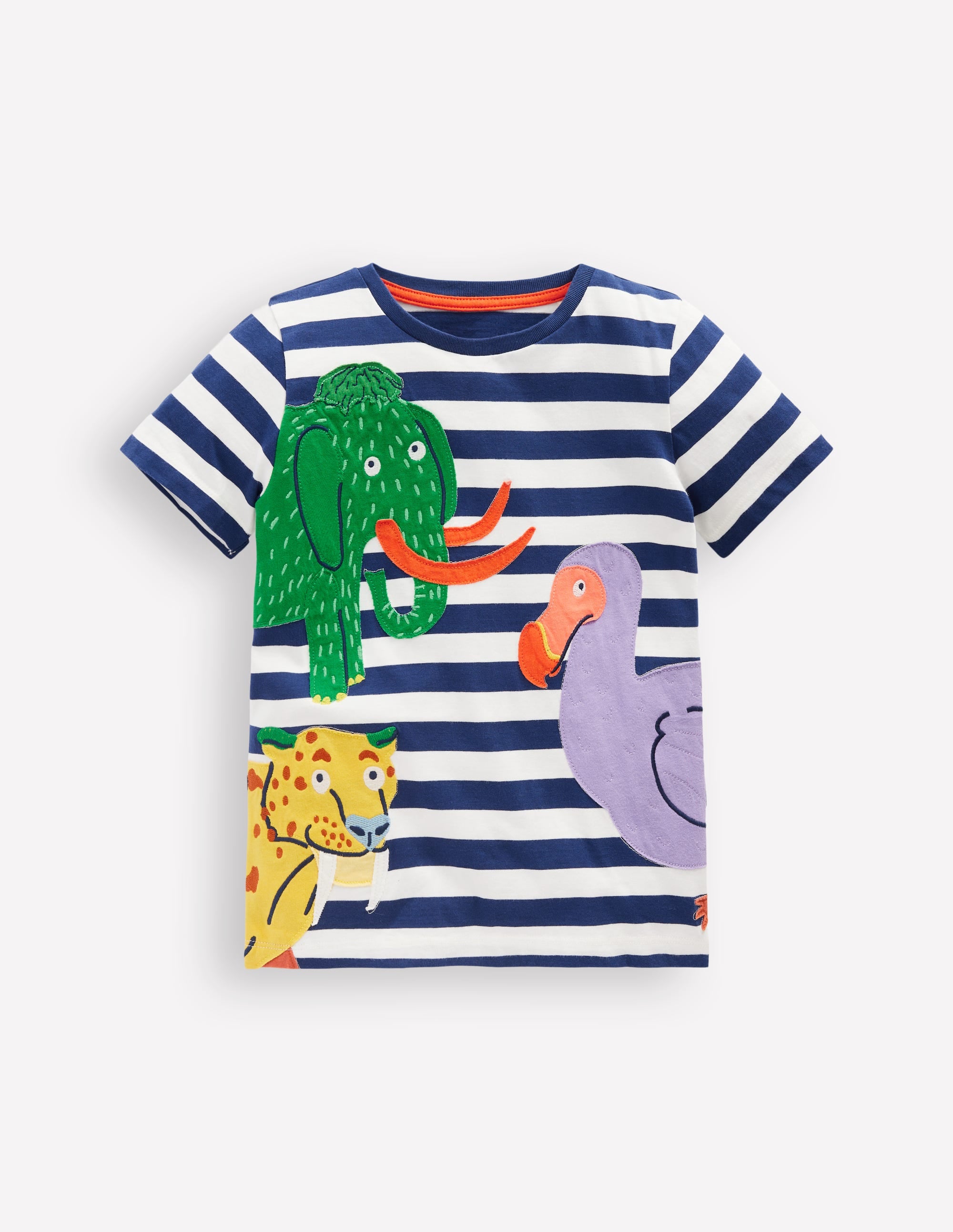 Short Sleeve Appliqué T-shirt-Prehistoric Animals Applique - Image 1