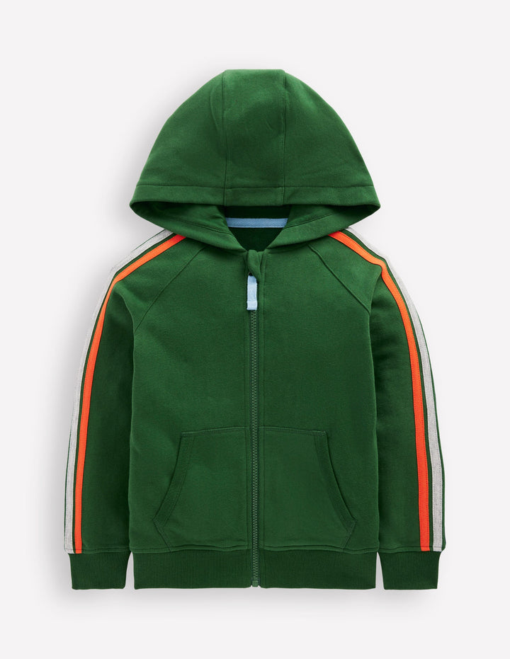 Rainbow Zip-up Hoodie-Pine Green
