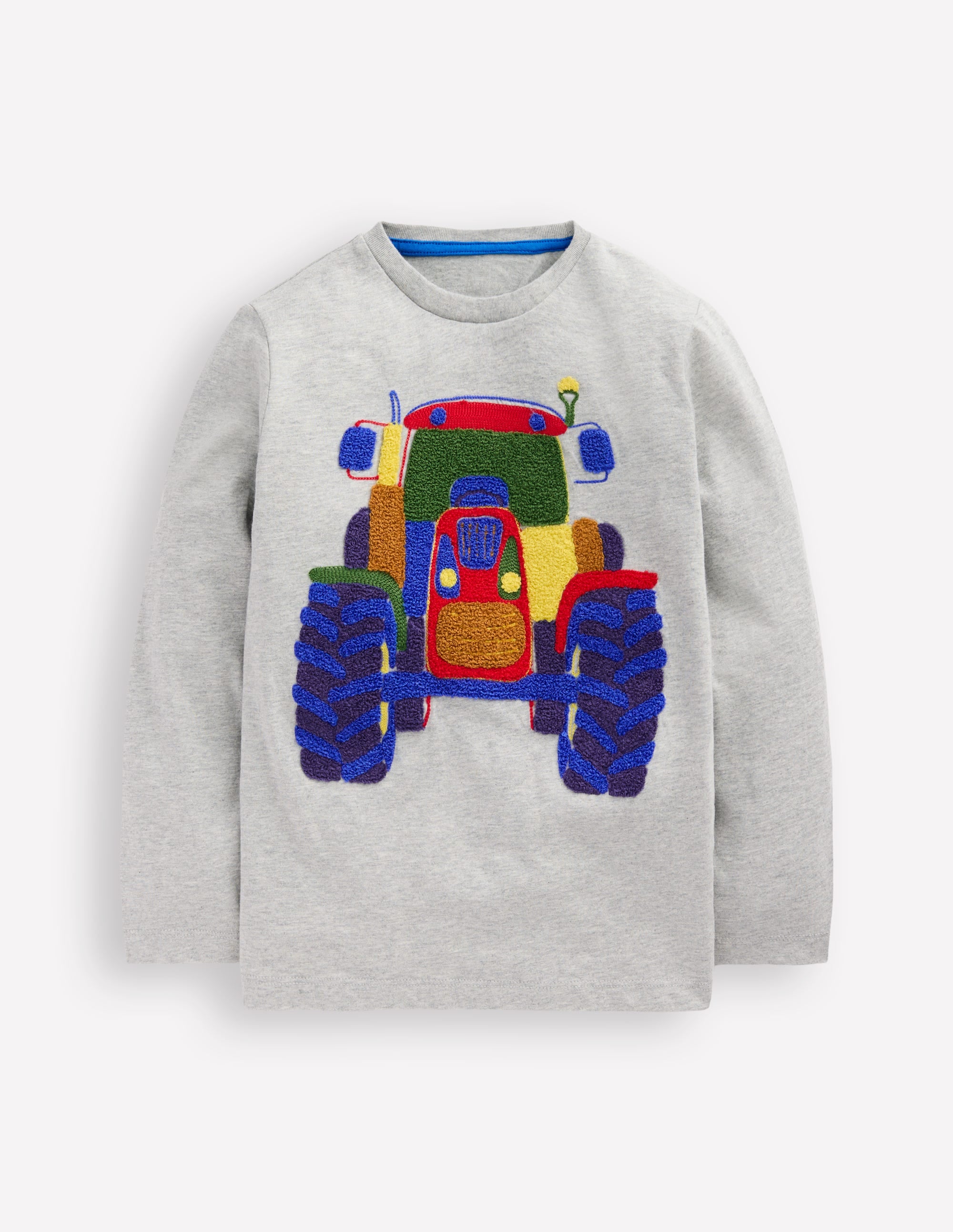 Long Sleeve Bouclé T-shirt-Grey Marl Tractor - Image 1
