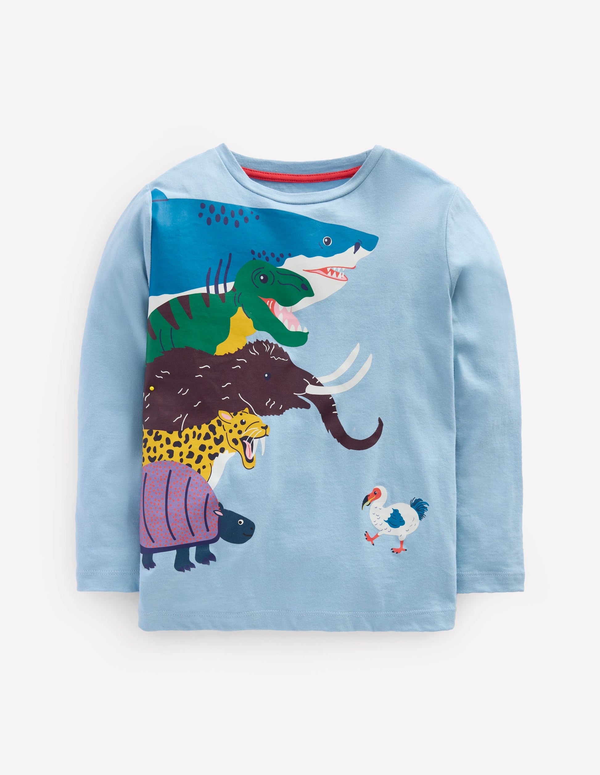 Long Sleeve Printed T-shirt-Glacier Blue Prehistoric-1