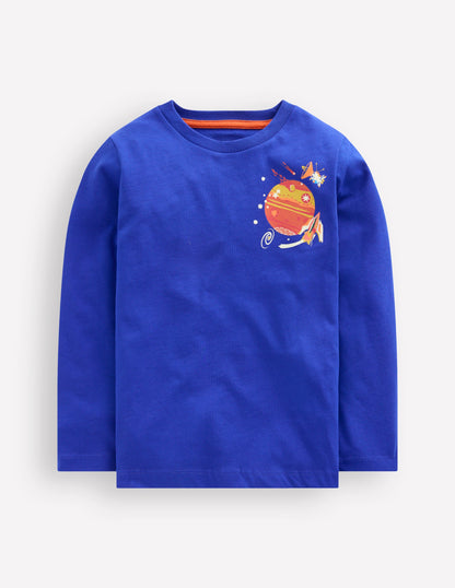 Front & Back Printed T-shirt-Sapphire Blue Space-1