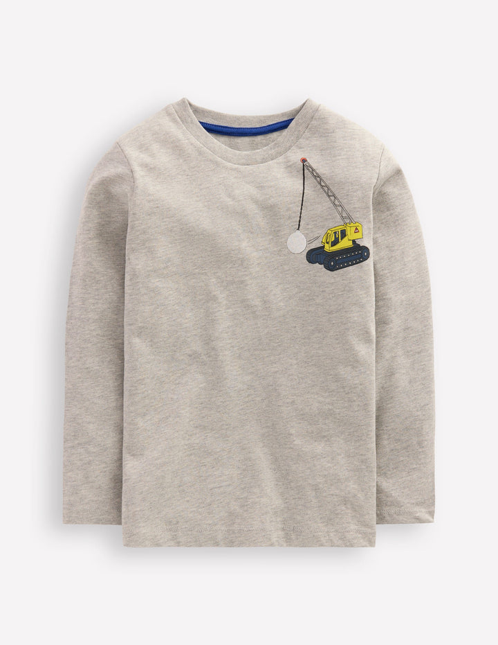 Front & Back Printed T-shirt-Grey Marl Vehicles