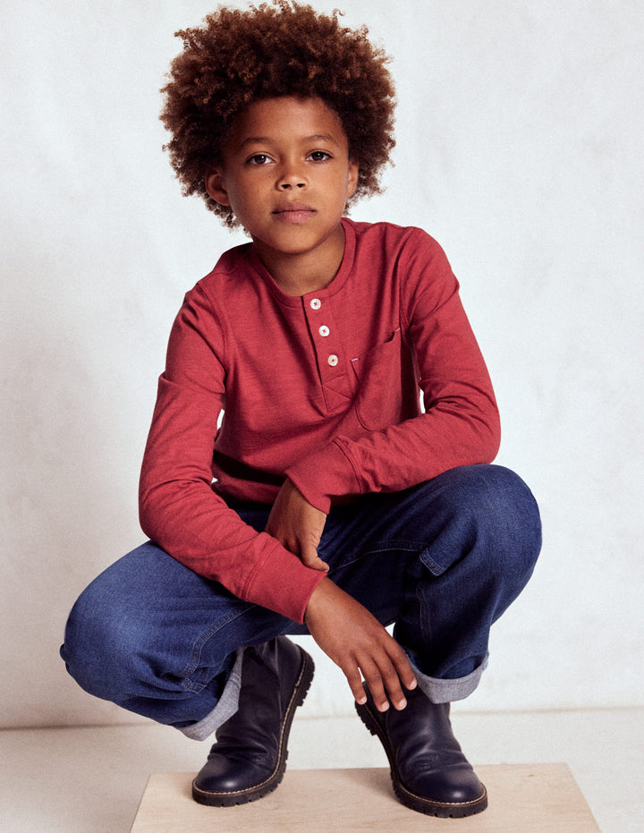 Everyday Henley T-shirt-Pomegranate red