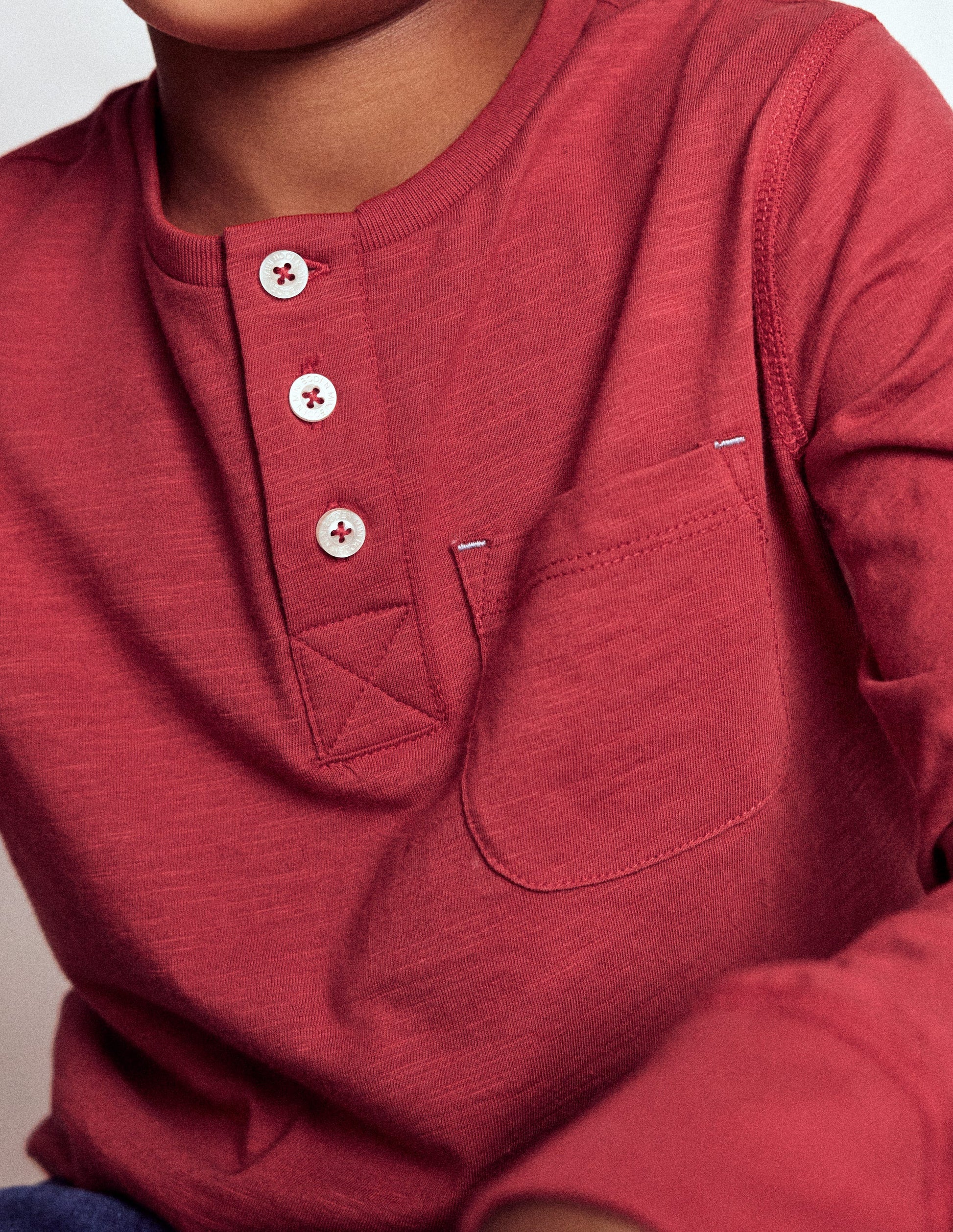 Everyday Henley T-shirt-Pomegranate red-2