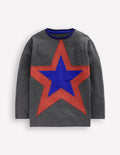 Star Appliqué T-shirt-GREY MARL STAR