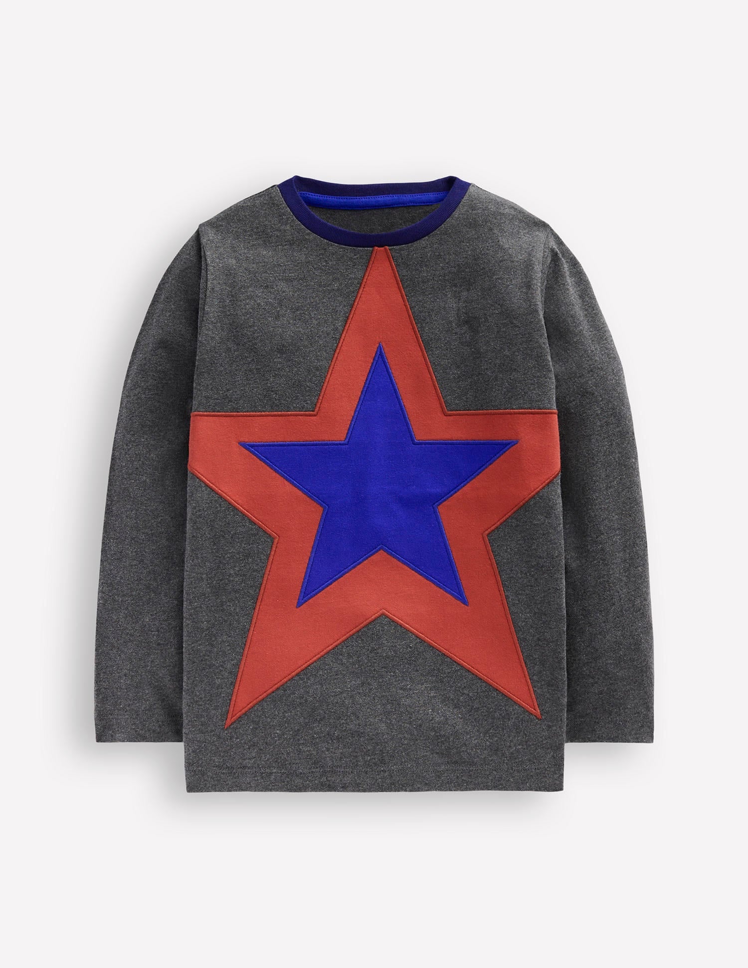 Star Appliqué T-shirt-GREY MARL STAR-1