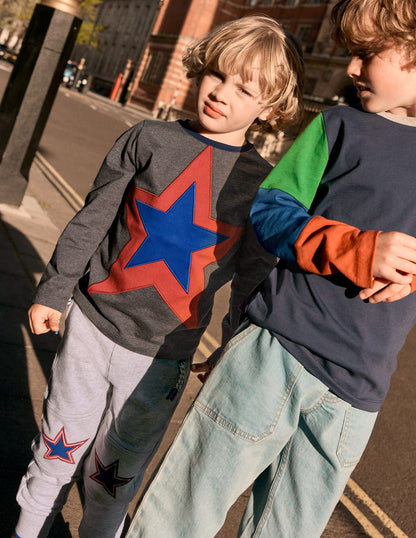 Star Appliqué T-shirt-GREY MARL STAR-4