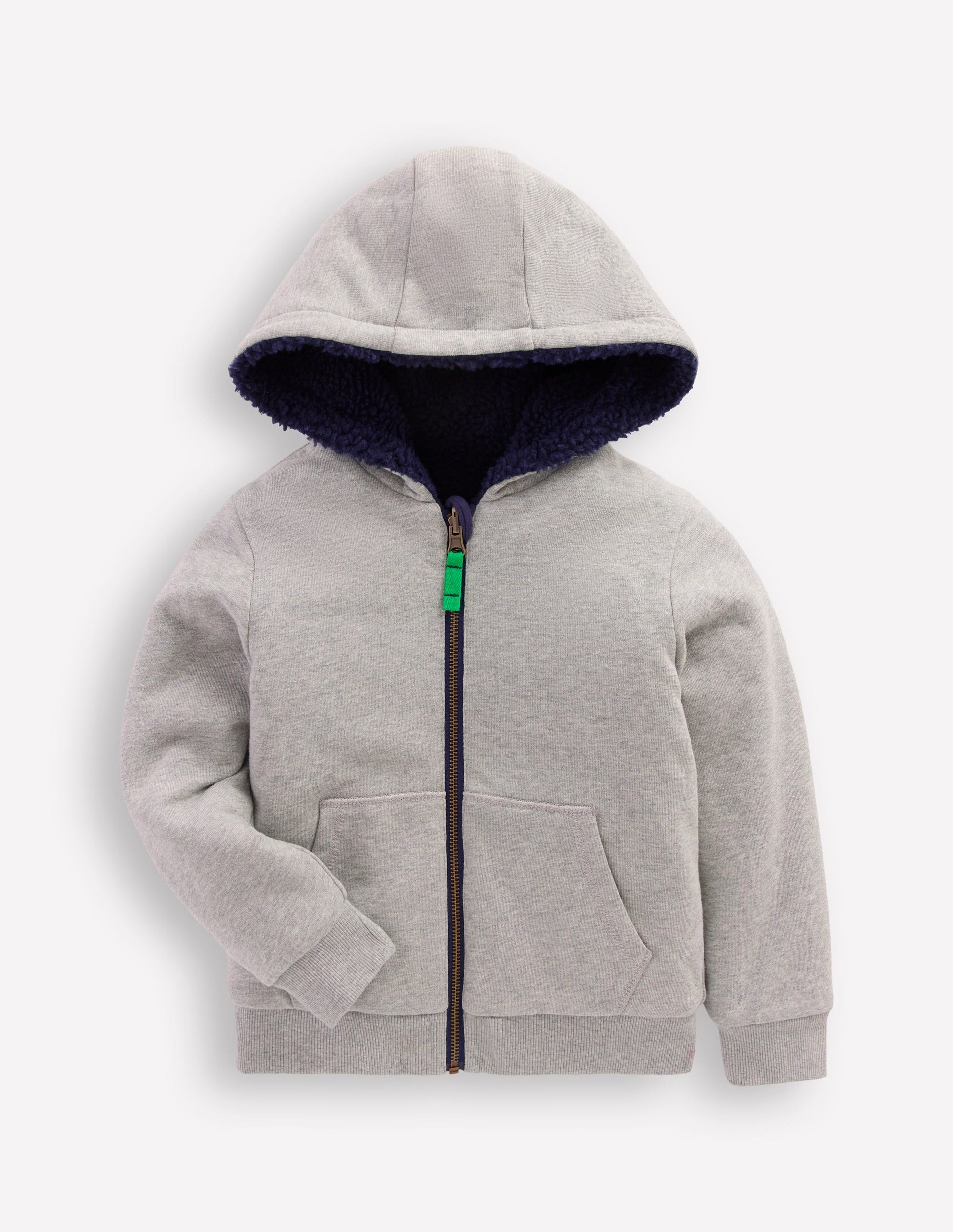 Reversible Borg Hoodie-Grey Marl Boden UK - Main Image