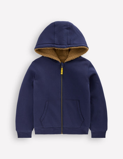 Reversible Borg Hoodie-College Navy-1