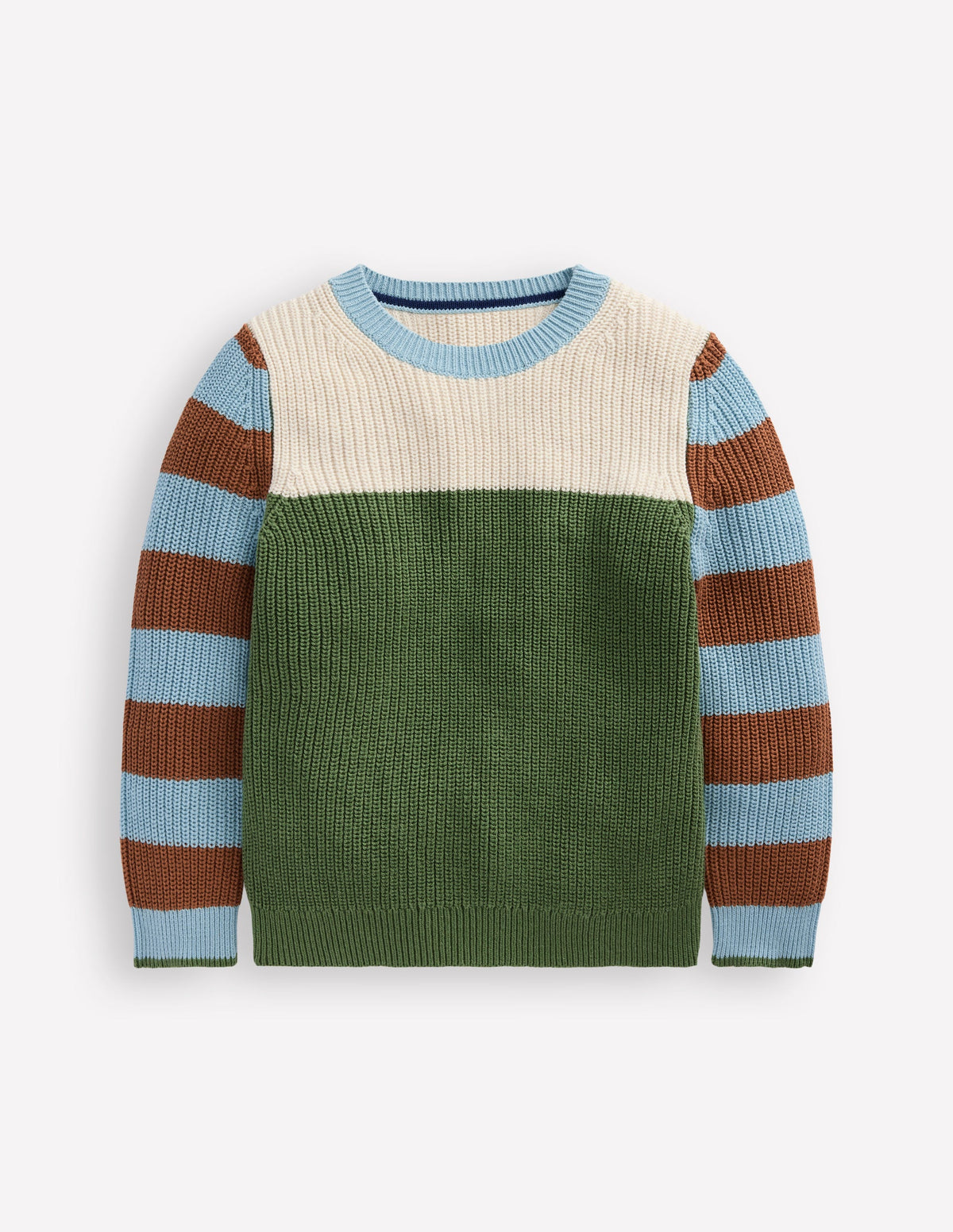 Everyday Cotton Jumper-Ecru Marl/Safari Green - Image 1