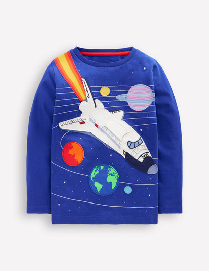 Lift-the-flap T-shirt-Bright Blue Rocket-1