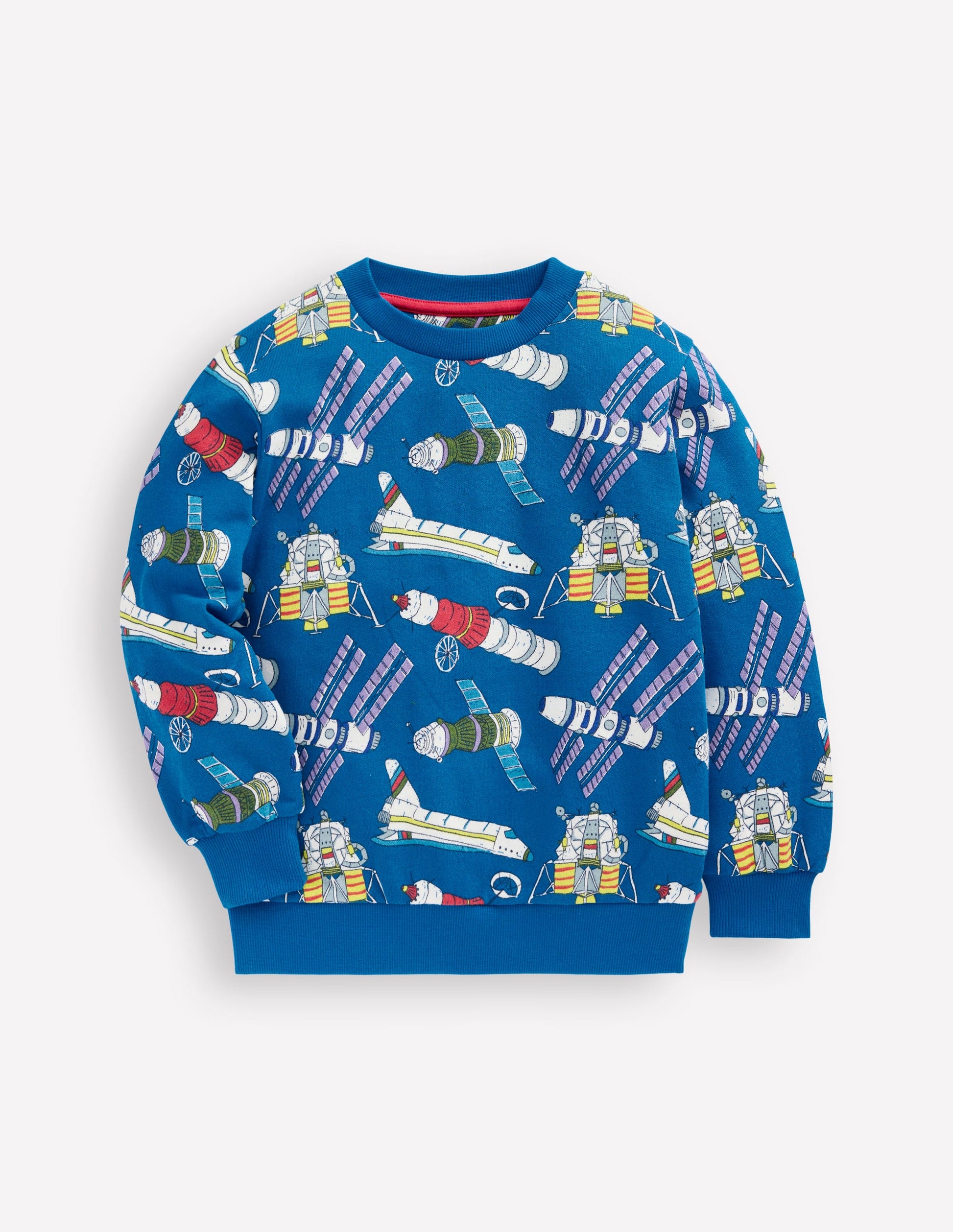 Everyday Printed Sweatshirt-Kingfisher Blue Satellites-1