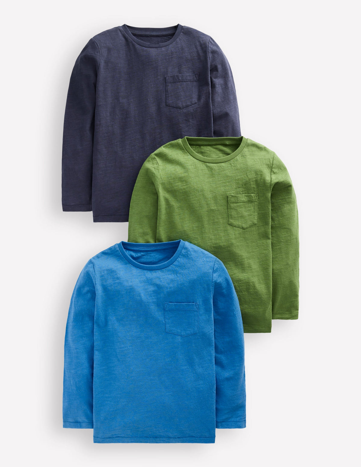 3-pack Long Sleeve T-shirt-Broccoli Green Blues Pack - Image 1