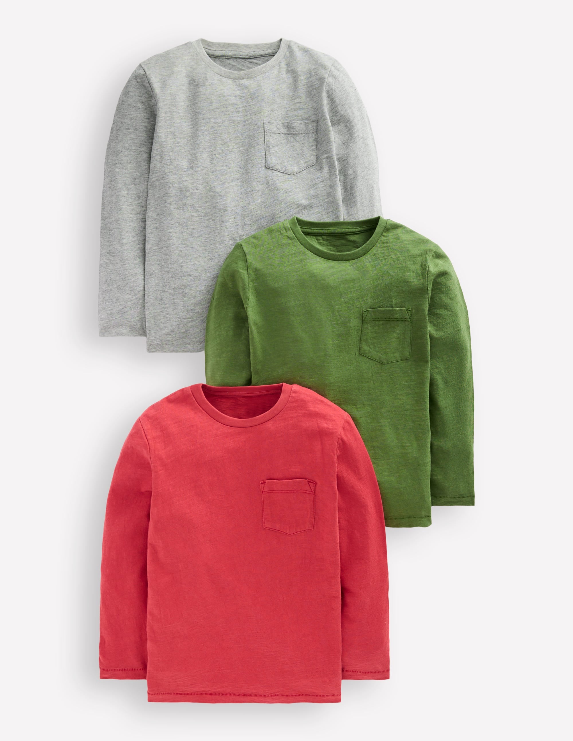 3-pack Long Sleeve T-shirt-Grey Red Multi Pack - Image 1