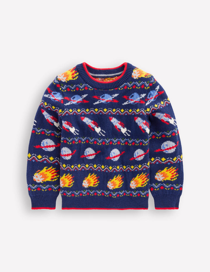 Fair Isle Jumper-College Navy Space