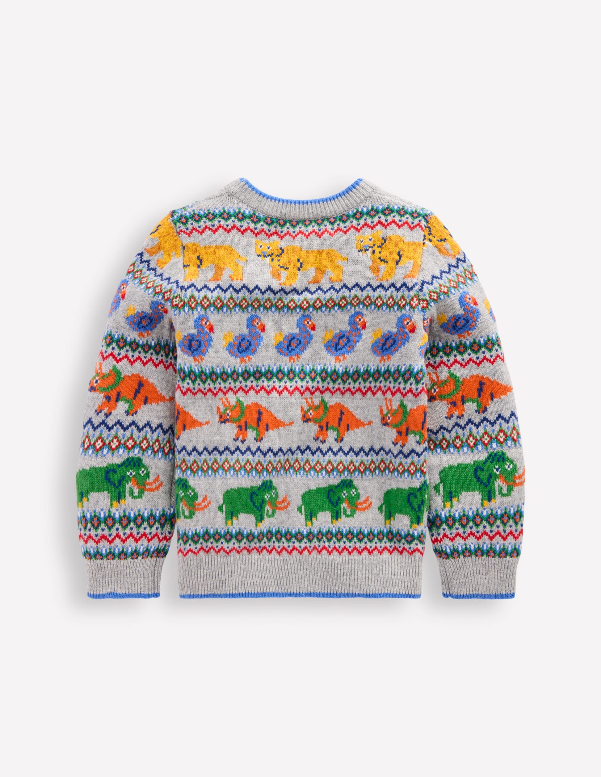Fair Isle Jumper-Grey Marl Prehistoric Animals-2
