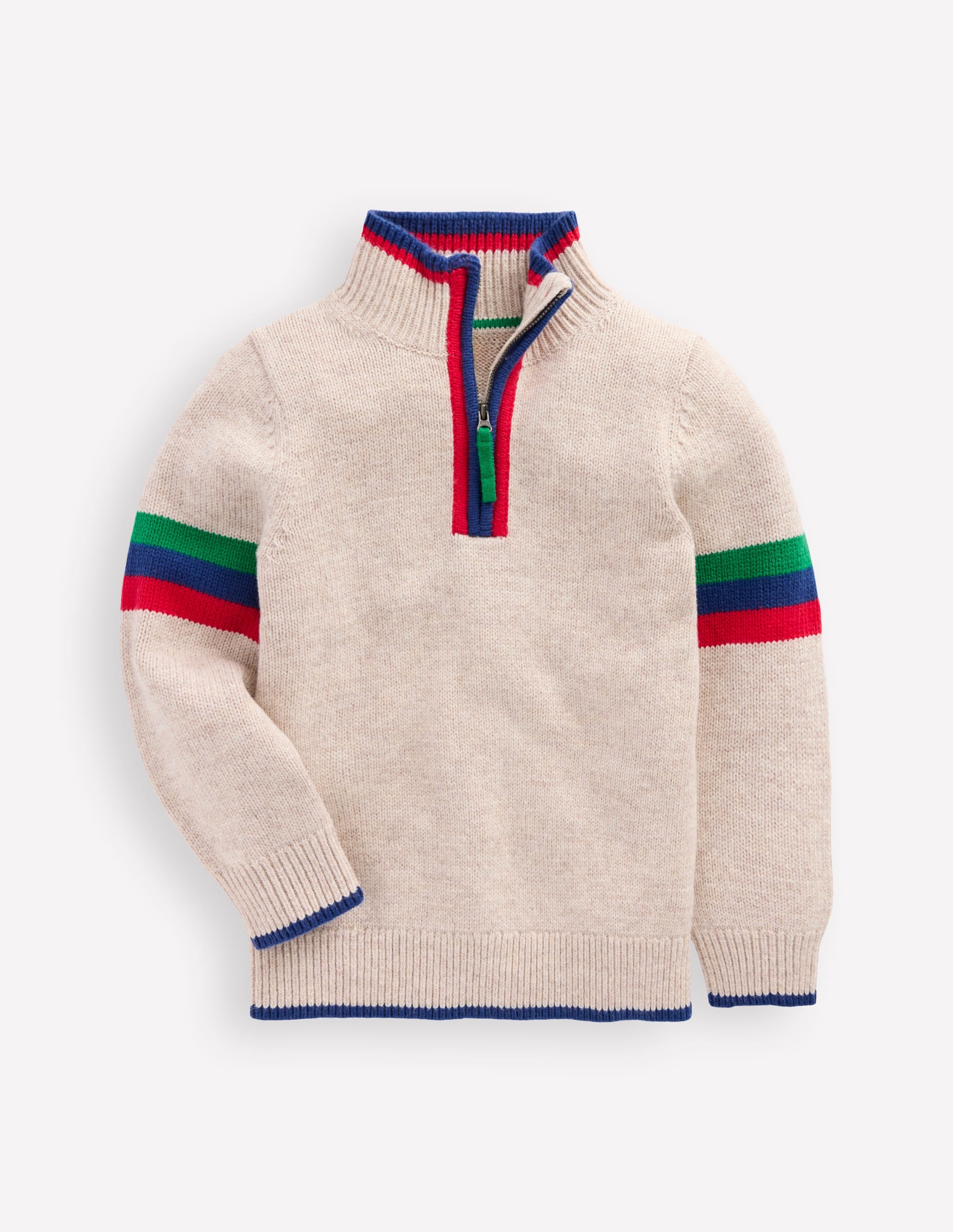 Heritage Half-Zip Jumper-Oatmeal Marl - Image 1