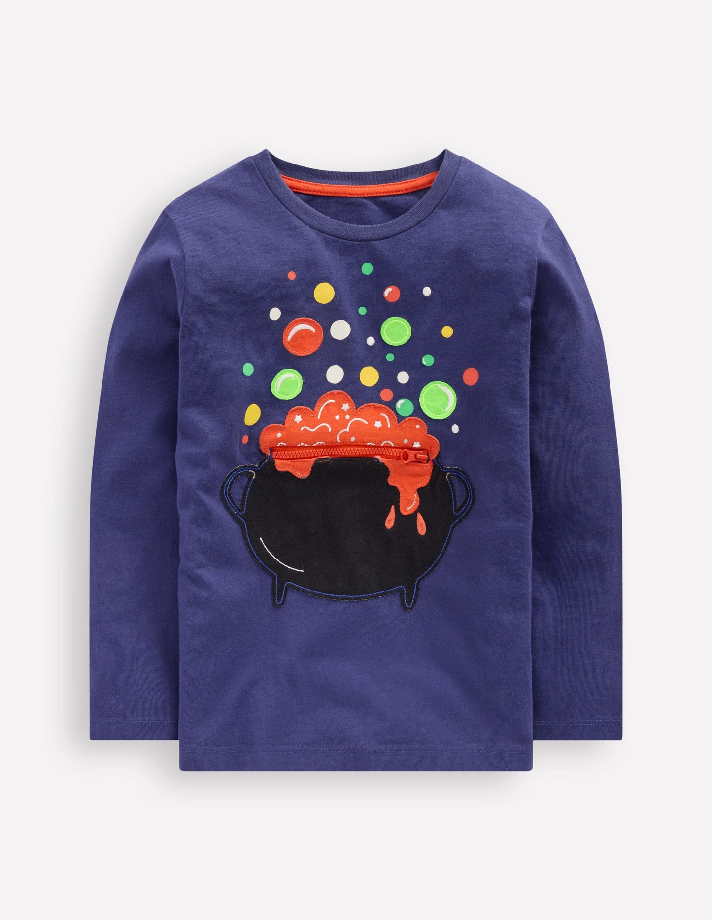 Zip Detail Appliqué T-shirt-Starboard Blue Caldron