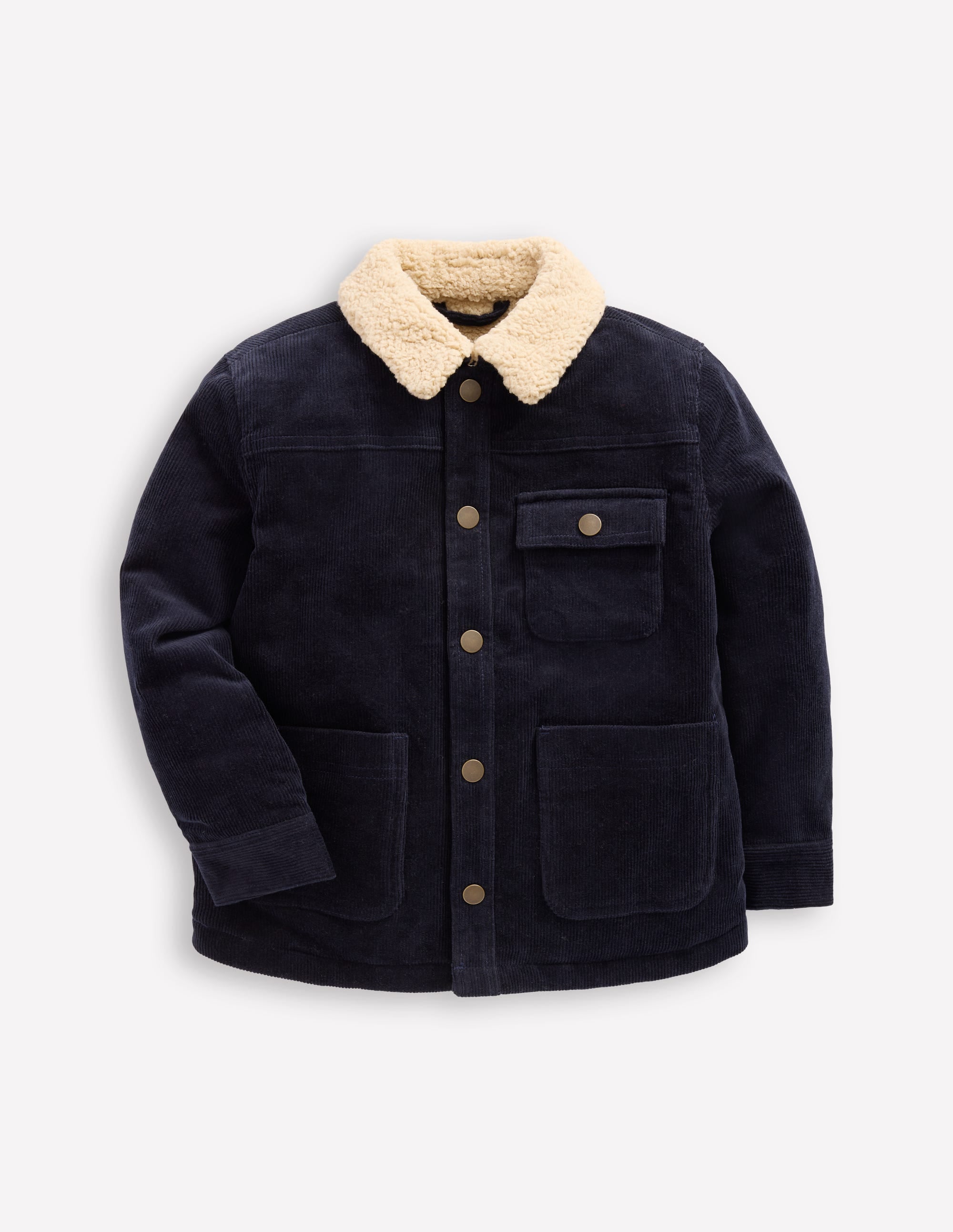 Borg Lined Cord Jacket-College Navy - Image 1