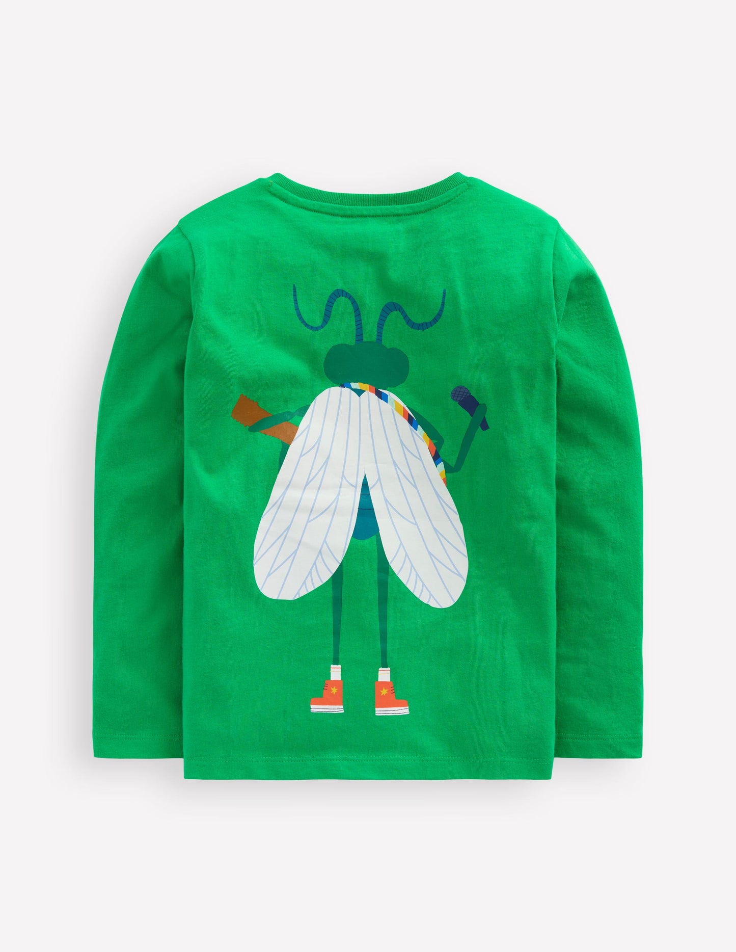 Long Sleeve Novelty T-shirt-Sapling Green Music Bug