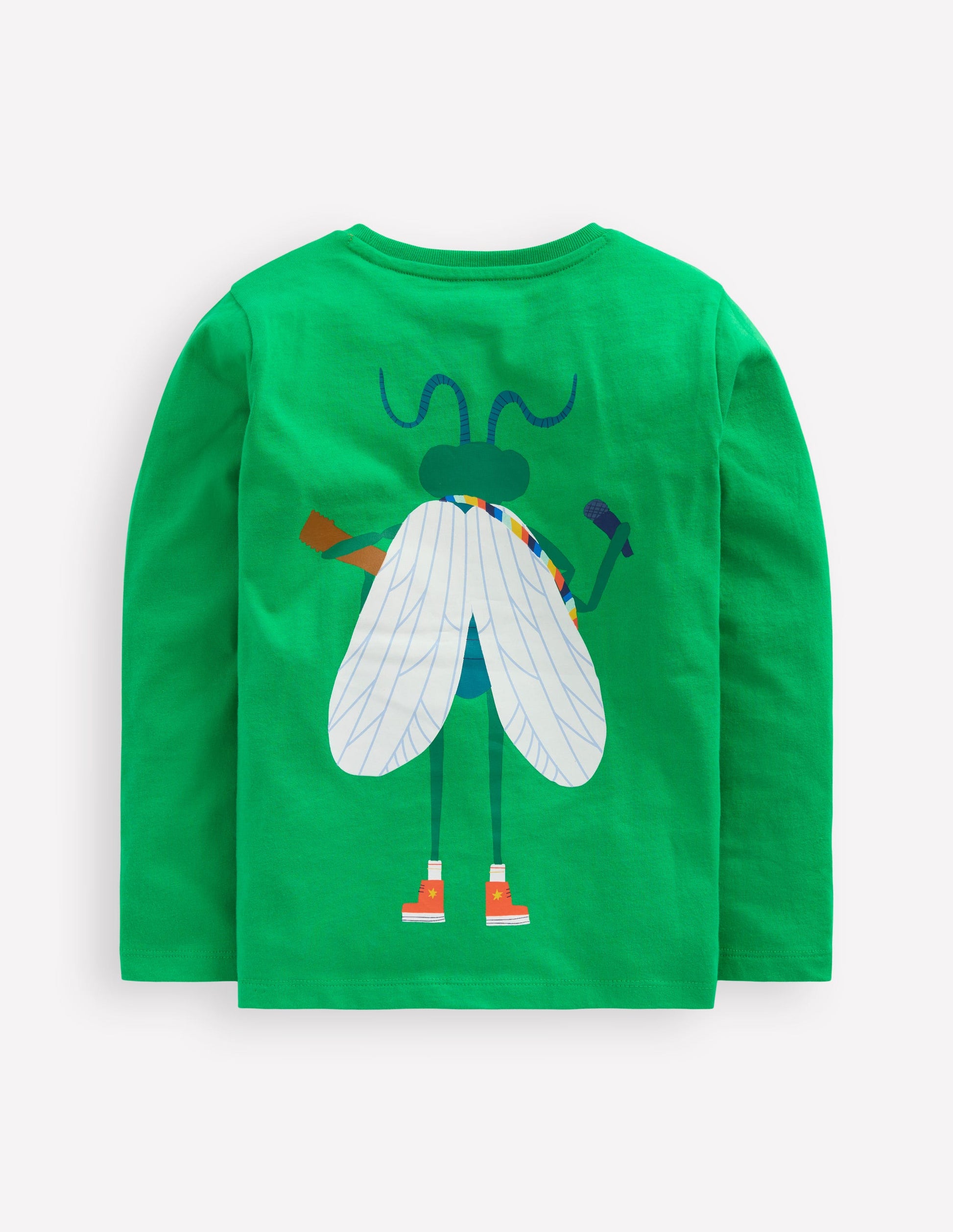 Long Sleeve Novelty T-shirt-Sapling Green Music Bug-2