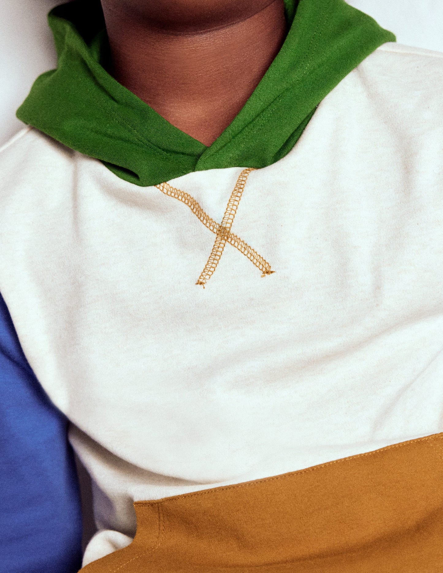 Hooded Mid-weight T-shirt-Oatmeal Marl/ Blue River