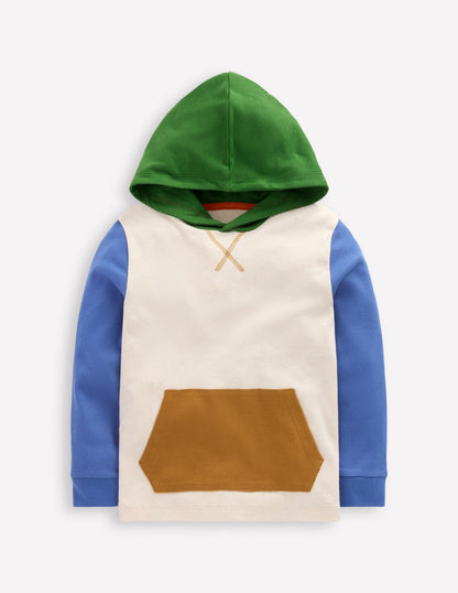 Hooded Mid-weight T-shirt-Oatmeal Marl/ Blue River-4