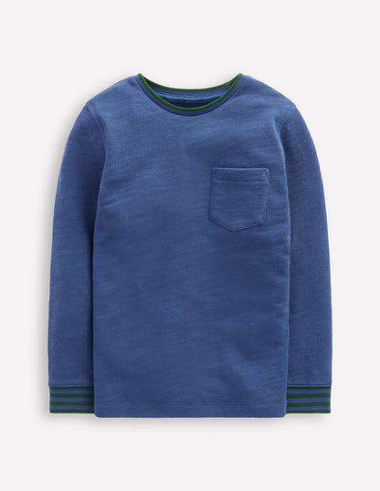 Cosy Mid-weight T-shirt-Denim Blue/ Emerald Night-1