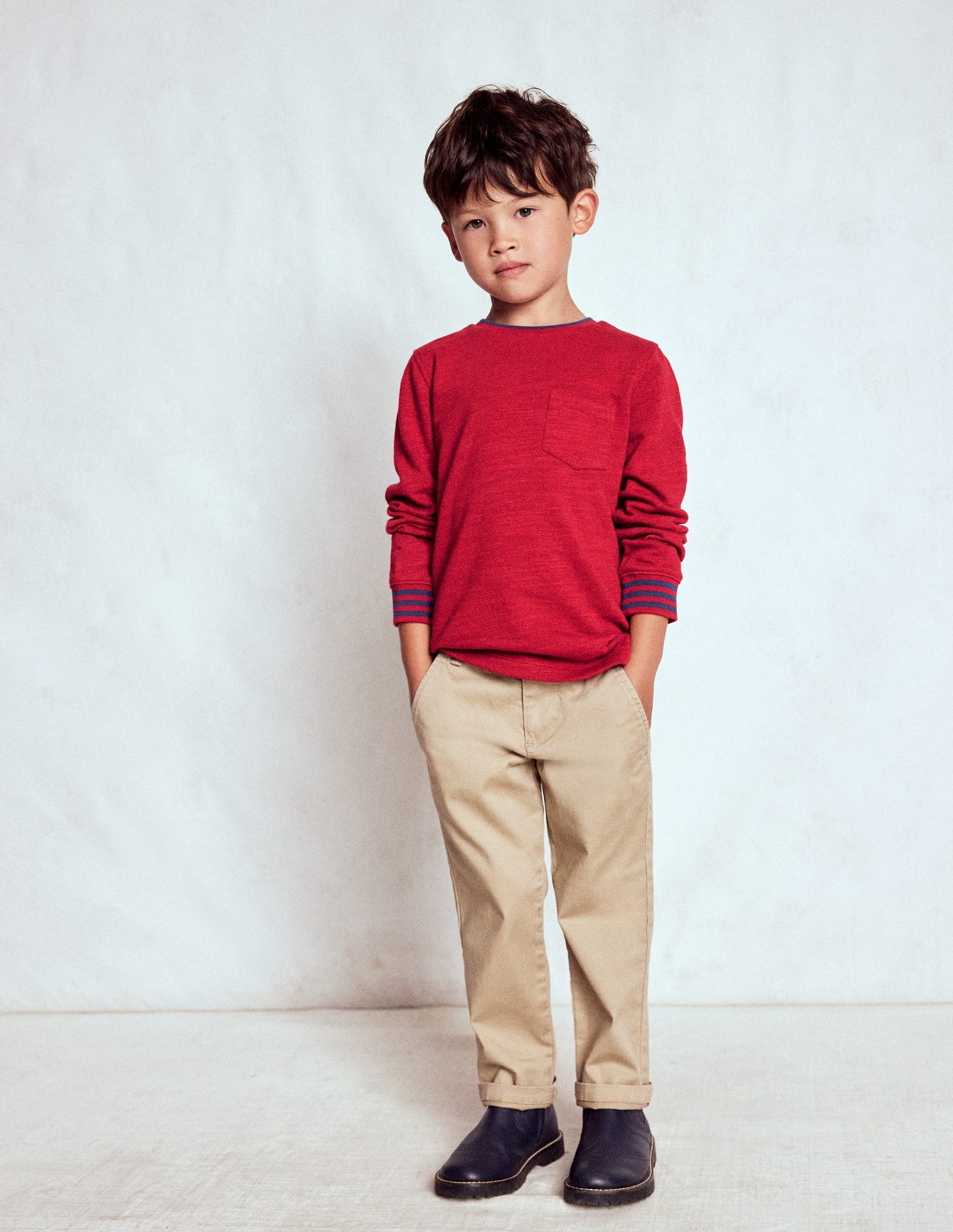 Cosy Mid-weight T-shirt-Red Liquorice/ Sapphire Blue