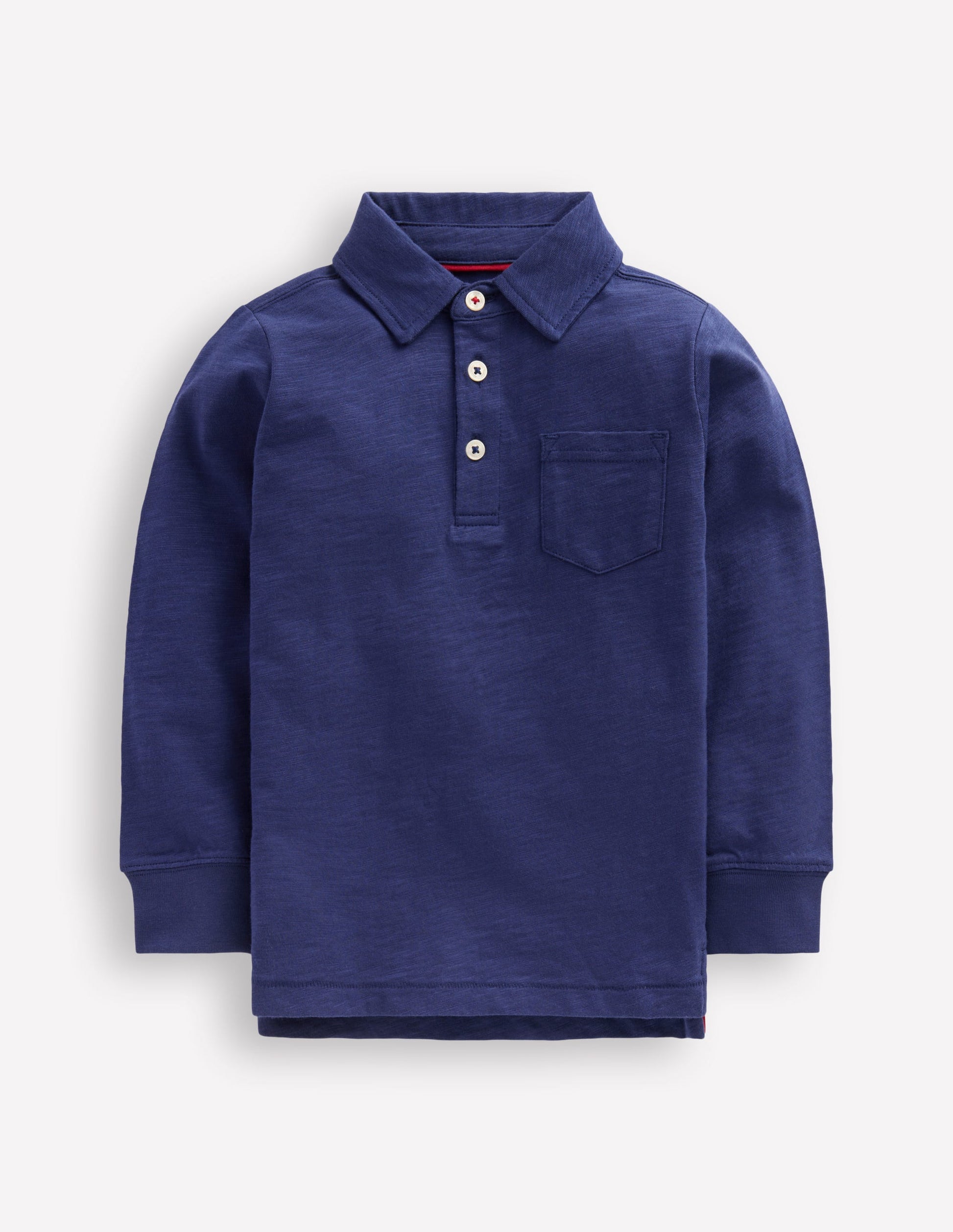 Long Sleeve Slub Polo-College Navy-1