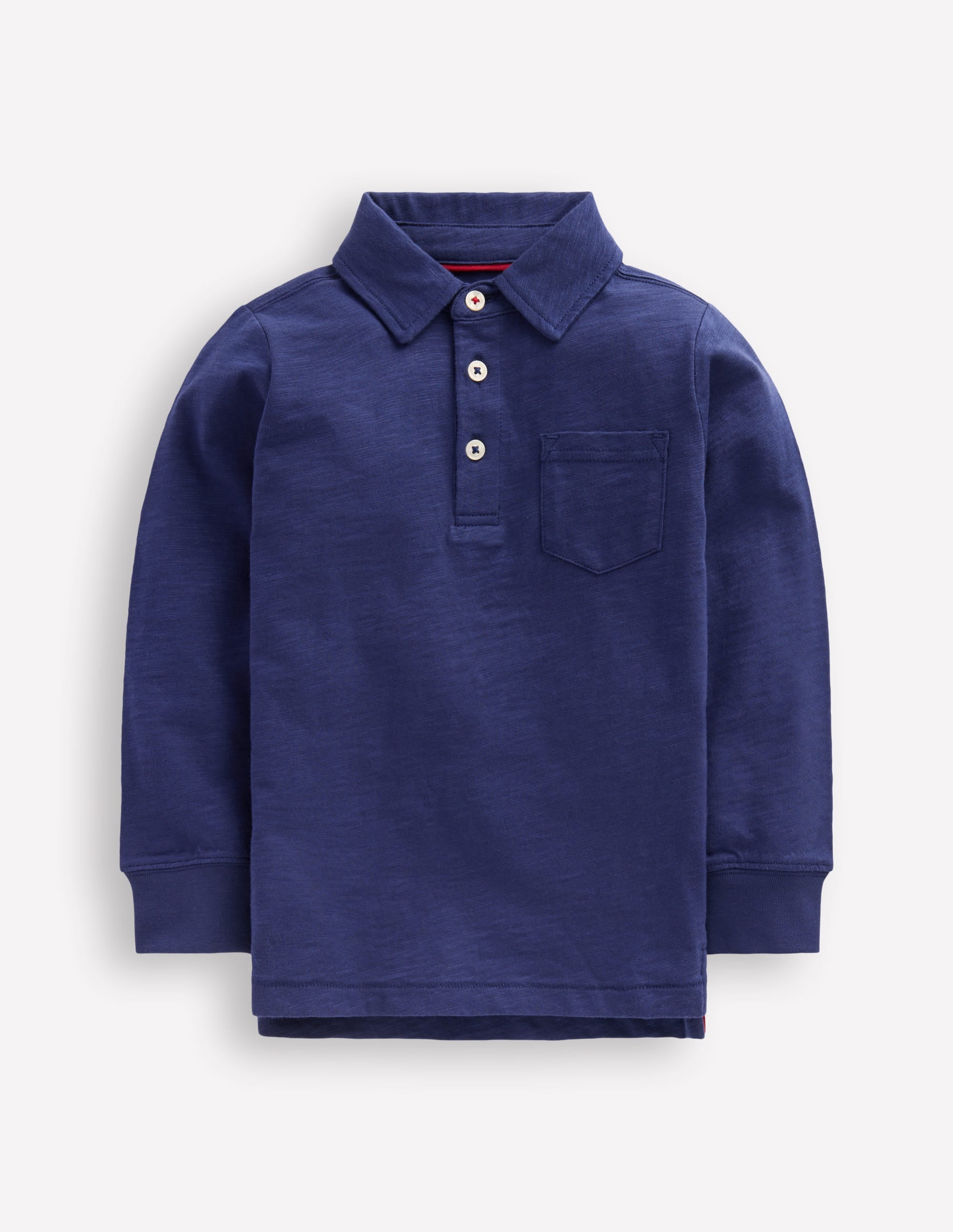 Long Sleeve Slub Polo-College Navy - Image 1