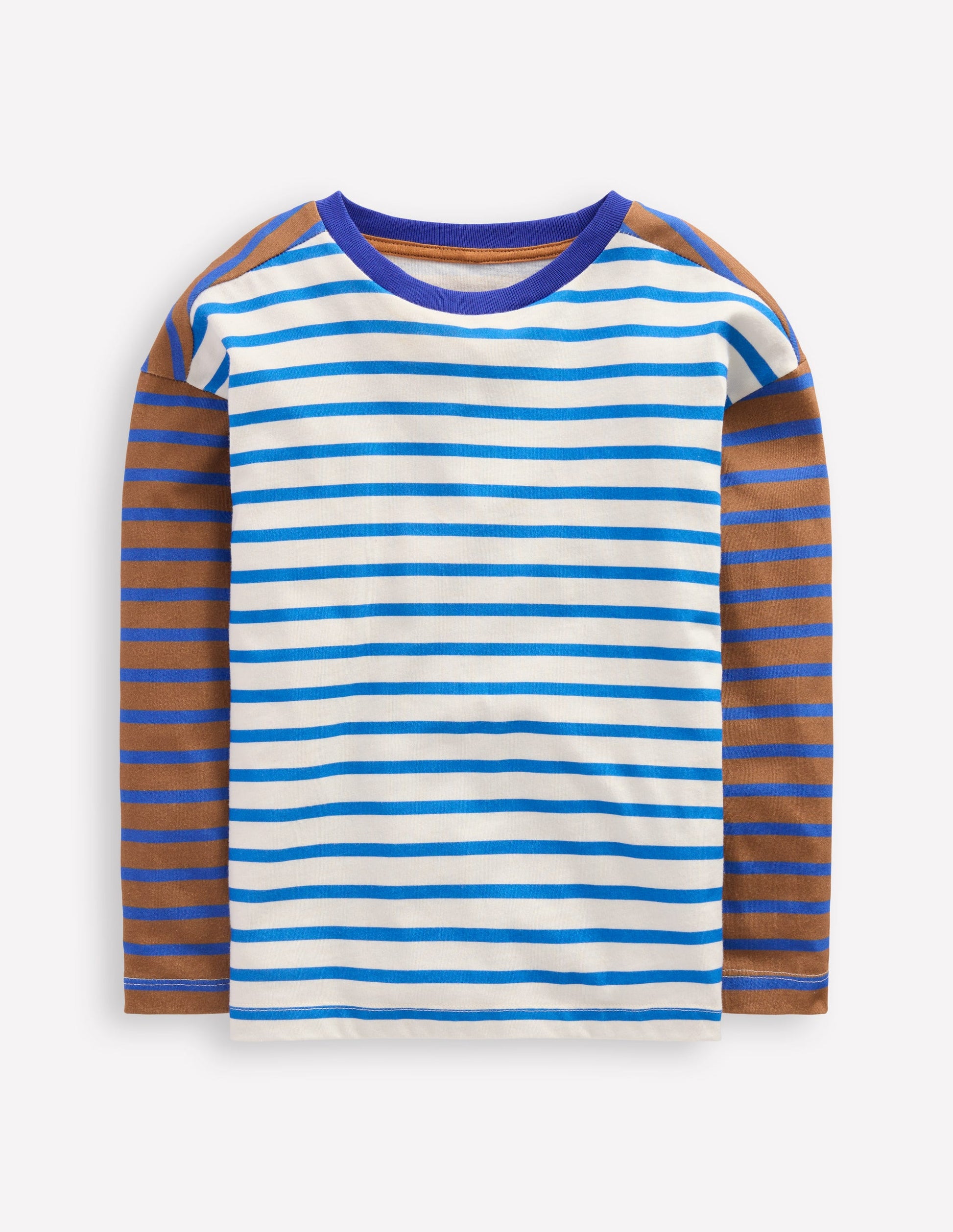 Breton T-shirt-Cognac/ Bright Blue-1