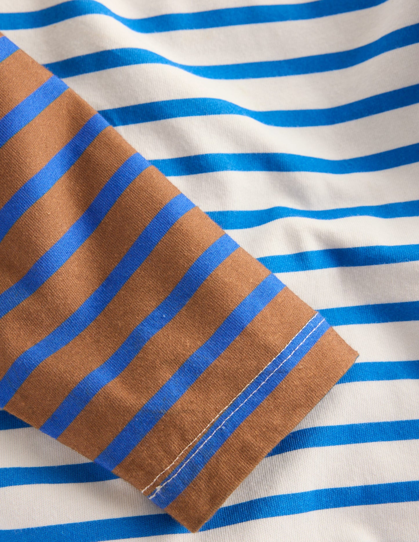 Breton T-shirt-Cognac/ Bright Blue