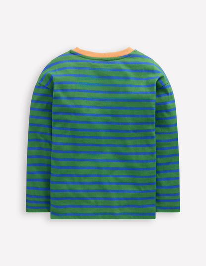 Breton T-shirt-Bright Blue/ Iguana Green-2