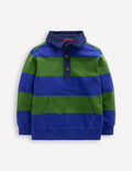Collared Sweatshirt-Broccoli Green/ Bright Blue