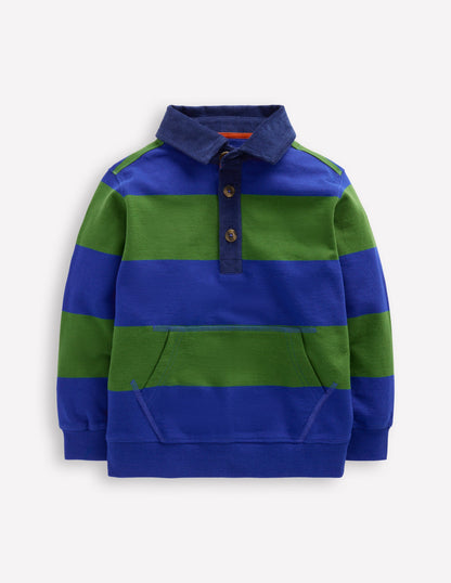 Collared Sweatshirt-Broccoli Green/ Bright Blue-1